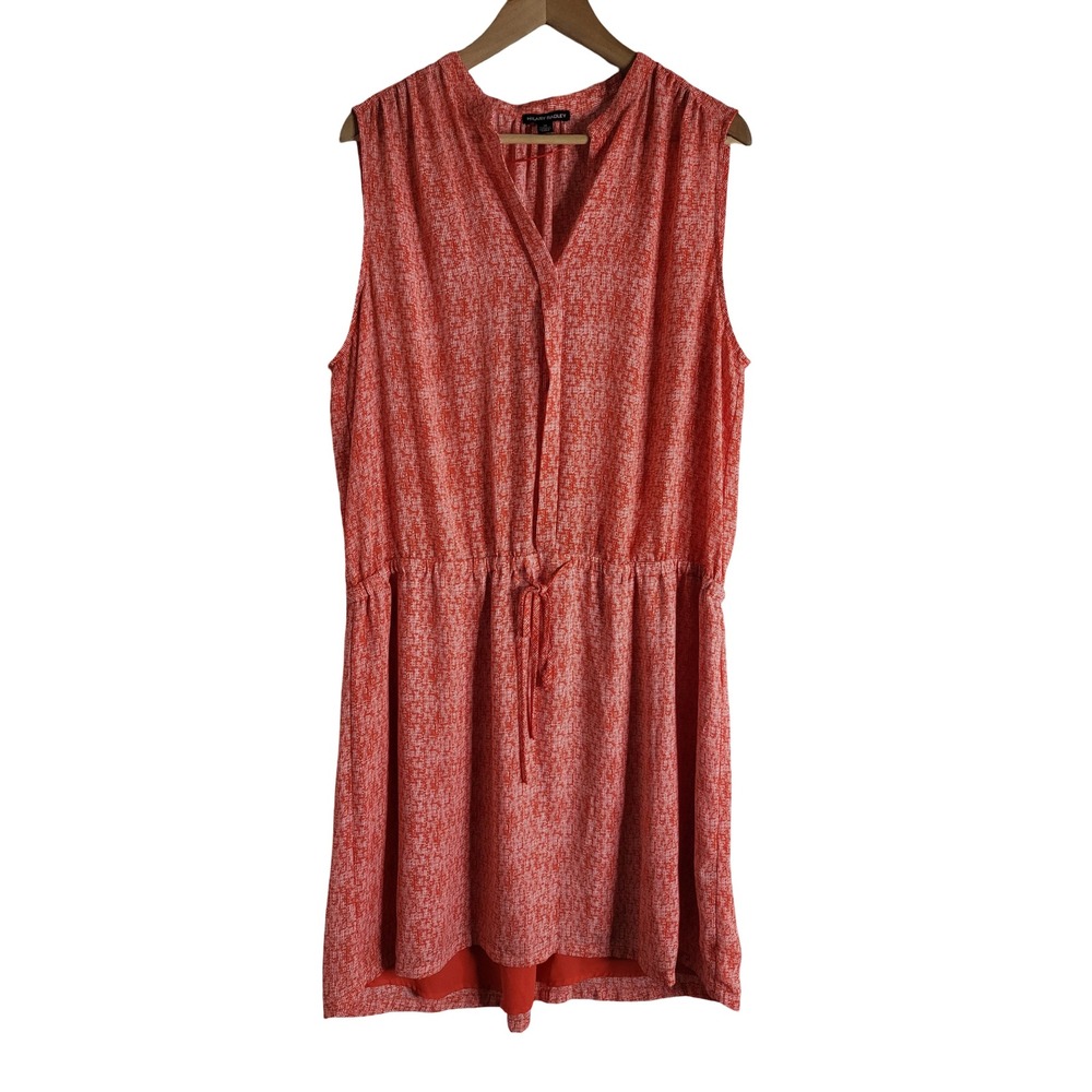 Hilary Radley Orange White Geometric Print Drawstring Dress 16 Resortwear